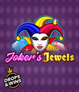 Discover the vibrant world of Joker's Jewels slot by Pragmatic Play, highlighting a captivating joker's mask embellished with a vivid jester hat. This graphic conveys the fun and excitement of classic slots, set against a deep purple background. Perfect for fans of joker-themed slots, offering a thrilling gaming experience. 